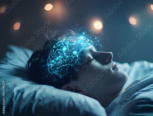 Resting of the brain during sleep.