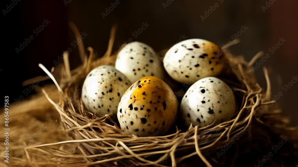 A nest of speckled eggs a symbol of life and growth A nest of speckled eggs a symbol of life and growth