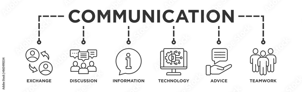 Communication banner web icon vector illustration concept with icon of exchange, discussion, information, technology, advice, and teamwork Communication banner web icon vector illustration concept with icon of exchange, discussion, information, technology, advice, and teamwork