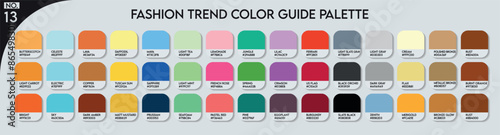 Fashion Trend Color Palette. Fashion Trend Color Guide Palette No 13. An example of a colour tones vector. Forecast of the future colors. Catalog Samples of Colors for Paint Businesses, garments, Arts