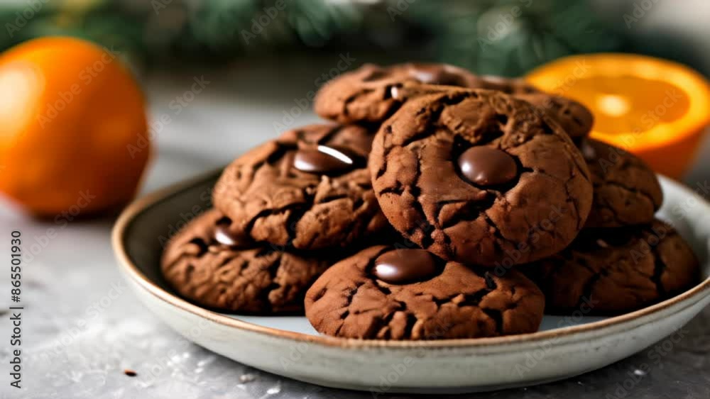 Deliciously tempting chocolate chip cookies ready to be savored Deliciously tempting chocolate chip cookies ready to be savored