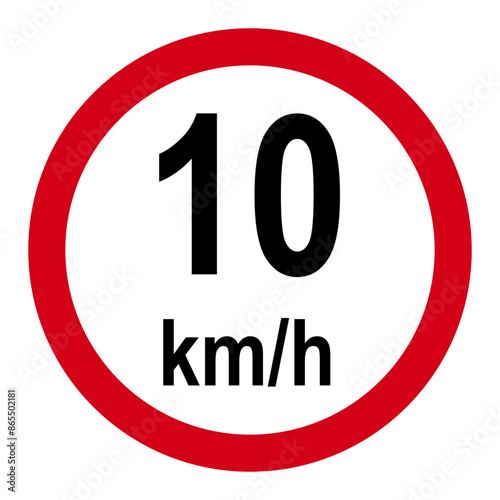 Wallpaper Mural Speed limit signs and symbols, indicating a speed limit of 10 km/h, with a generic design featuring black text within red circles. Vector illustration. Torontodigital.ca