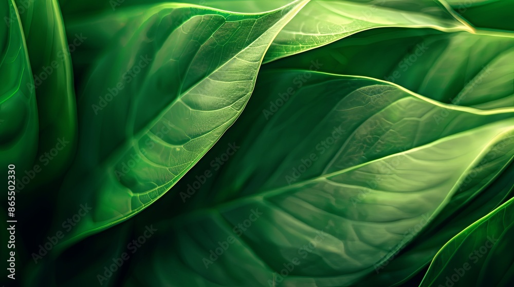 Green tropical plant close-up. 