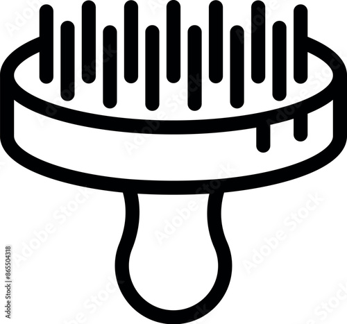 Line icon of a round comb with handle, for brushing pets
