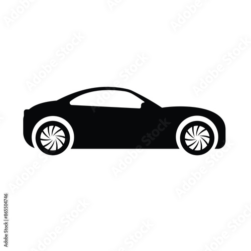 Electric flat-style cars in Black colors and White Background simple Car illustration.