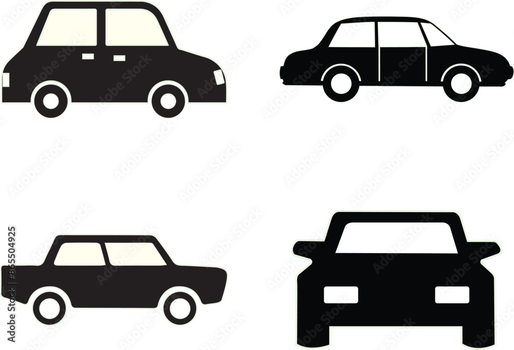 Old car logo icon set. Motor vehicle silhouette emblems. Auto garage dealership brand identity design elements. Vector illustrations. Old car logo icon set. Motor vehicle silhouette emblems. Auto garage dealership brand identity design elements. Vector illustrations.