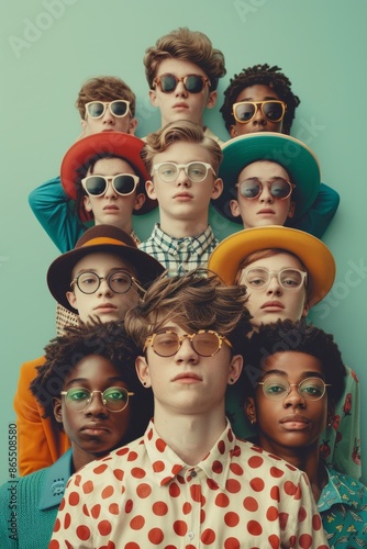 Collage of a Dynamic vintage pop band with a fashion vibe from the 1990s.