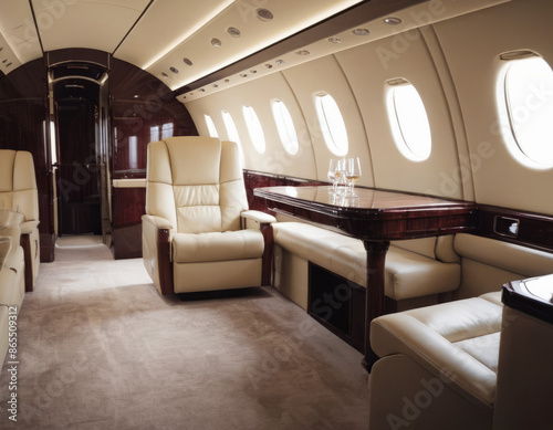 Pavimenti in moquette di alta qualità negli interni di un jet privato, per un tocco di lusso.