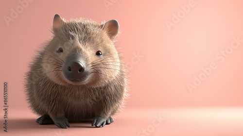 A cute and cuddly rodent with big eyes and a long tail. It has a soft, brown coat and a white belly. photo