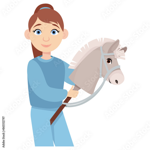 Little girl goes in for sport hobbyhorsing