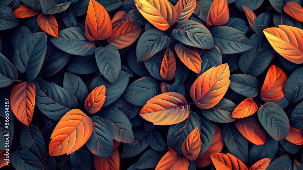 Orange and Blue Leaves Pattern Orange and Blue Leaves Pattern