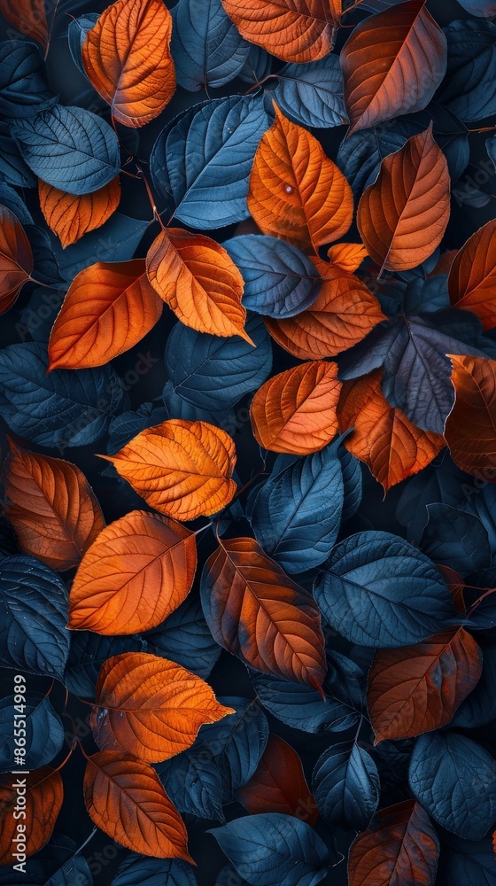 Orange And Blue Leaves Pattern Orange And Blue Leaves Pattern