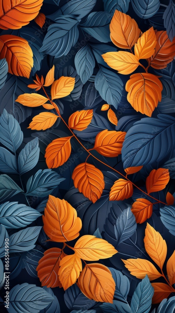 Orange and Blue Leaf Pattern Orange and Blue Leaf Pattern