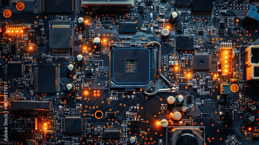 Fototapeta premium Circuit board. Technology background. Central Computer Processors CPU concept. Motherboard digital chip