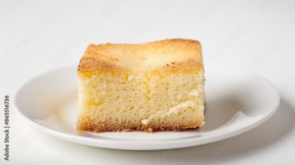 Hundred calorie portion of butter cake against white background Hundred calorie portion of butter cake against white background