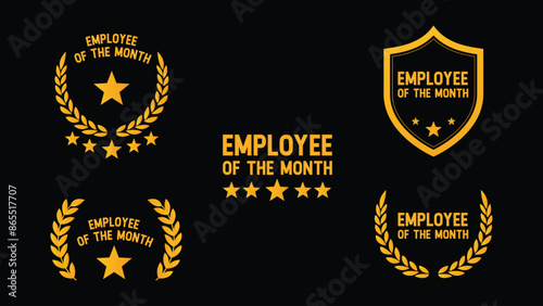Best Employee of the Month Badge, Employee of the Month & Achievement Awards Badge Sign Vector