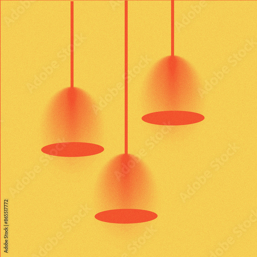 Bright yellow  background with orange lamps  illustration design