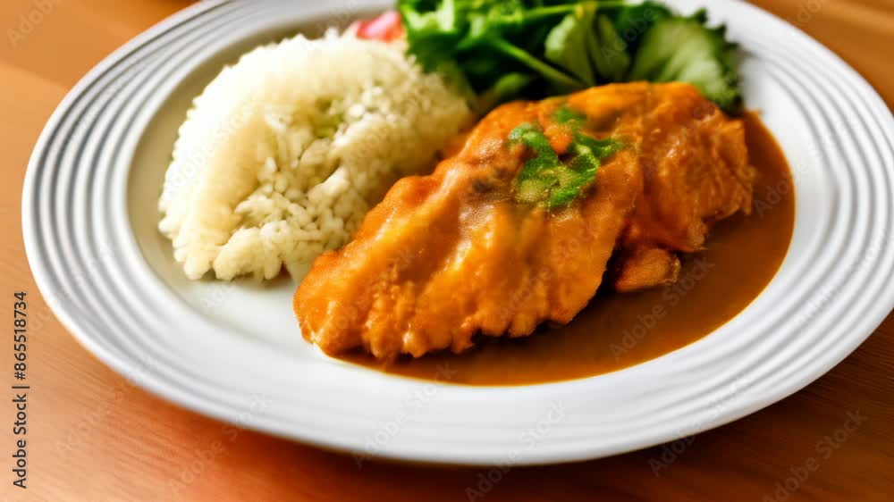 Delicious Asian cuisine served on a white plate Delicious Asian cuisine served on a white plate
