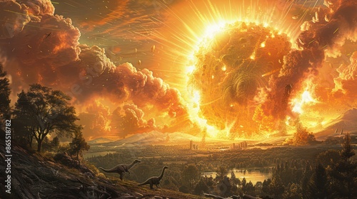 Wallpaper Mural asteroid explosion extinct dinosaurs Torontodigital.ca