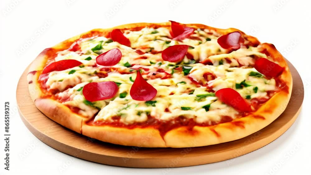 Deliciously baked pizza ready to be enjoyed Deliciously baked pizza ready to be enjoyed