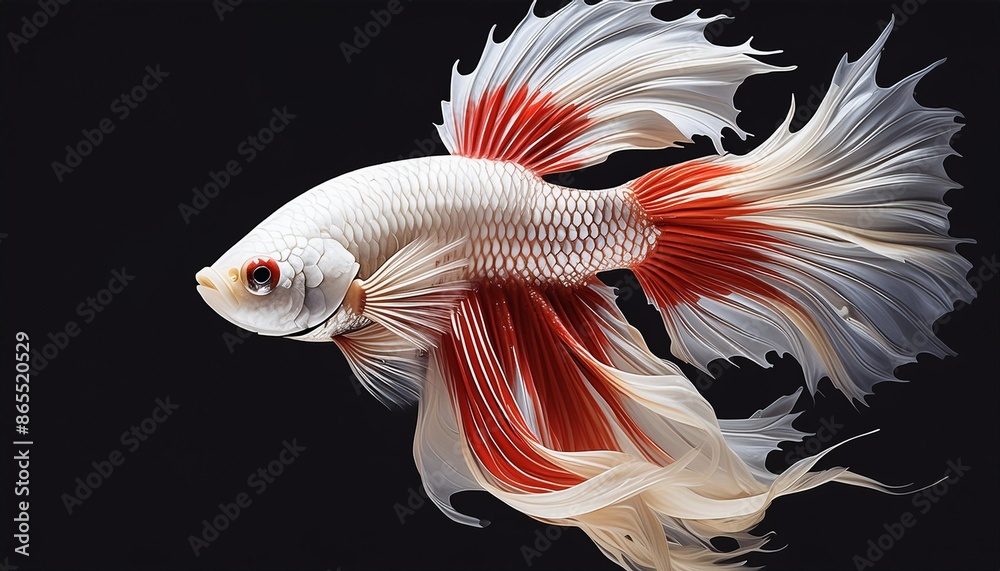 Fototapeta premium Sleek silhouette: white and red Betta Fish
