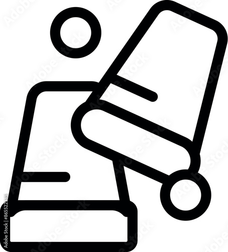 Line art icon of a ball bouncing towards a plastic cup, knocking it over in a beer pong game