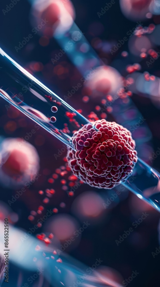 Abstract 3D rendering of a red cell in a glass tube, representing biological research. Abstract 3D rendering of a red cell in a glass tube, representing biological research.
