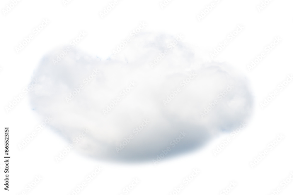 Cloud on blue sky, one white cloud and sky in PNG isolated on transparent background