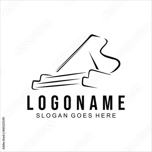 Piano Logo Design Music on white background
