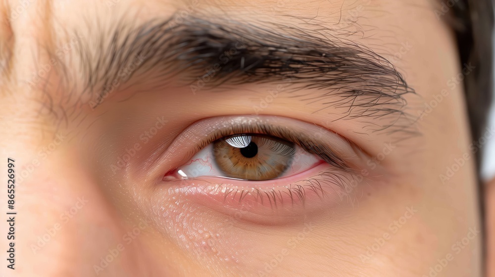 Obraz premium Close-Up of an Eye with Visible Redness and Irritation