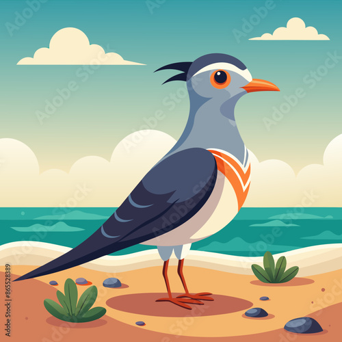 Crab Plover bird powerless stay bank vector illustration