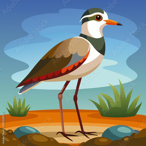 Crab Plover bird powerless stay bank vector illustration