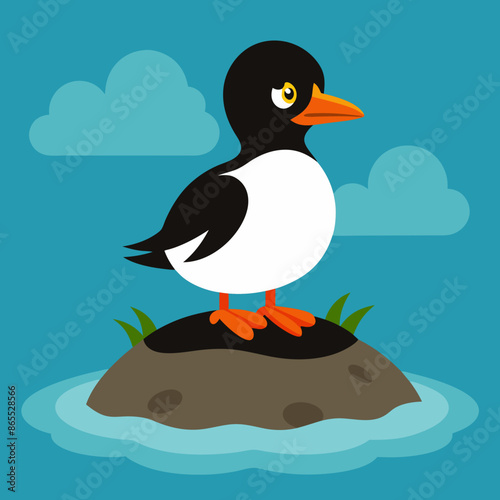 Goldeneye bird upset screams island vector illustration