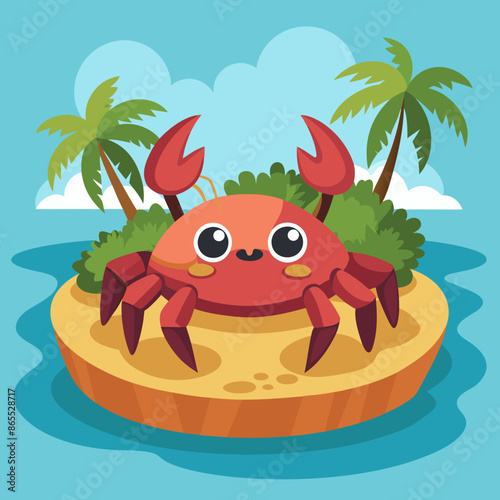 Crab oppressed rests island vector illustration