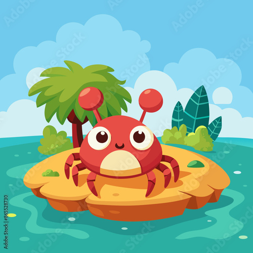 Crab oppressed rests island vector illustration