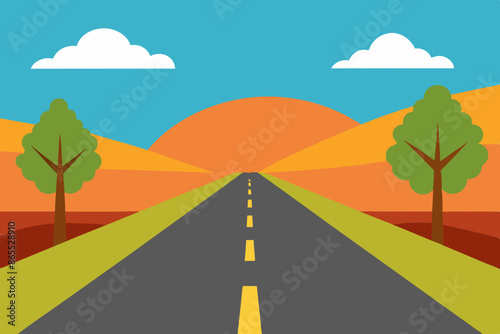 2d road side view no tree vector illustration