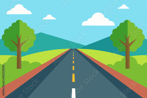 2d road side view no tree vector illustration
