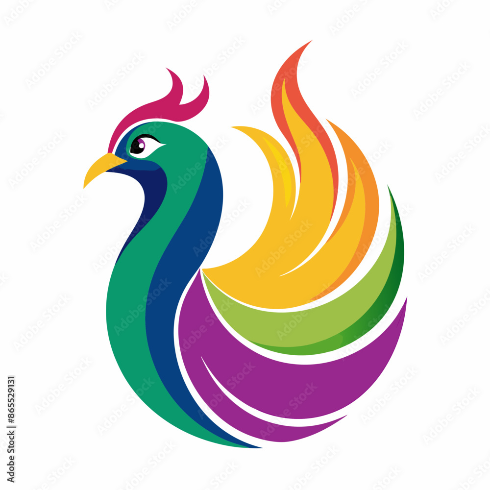 Fototapeta premium Awesome premium colorful peacock logo vector illustration