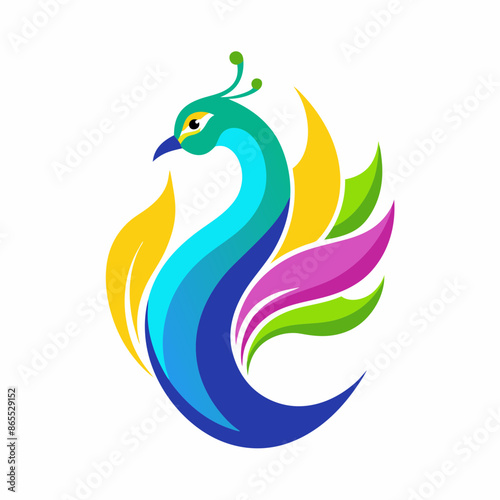 Awesome premium colorful peacock logo vector illustration