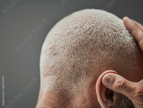 Man getting a buzz cut with even length all around, buzz cut, simple men s haircut