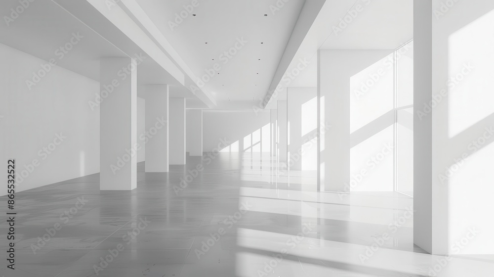 minimalist studio space spotlit grey floor in clean white environment perfect for product photography 3d rendering
