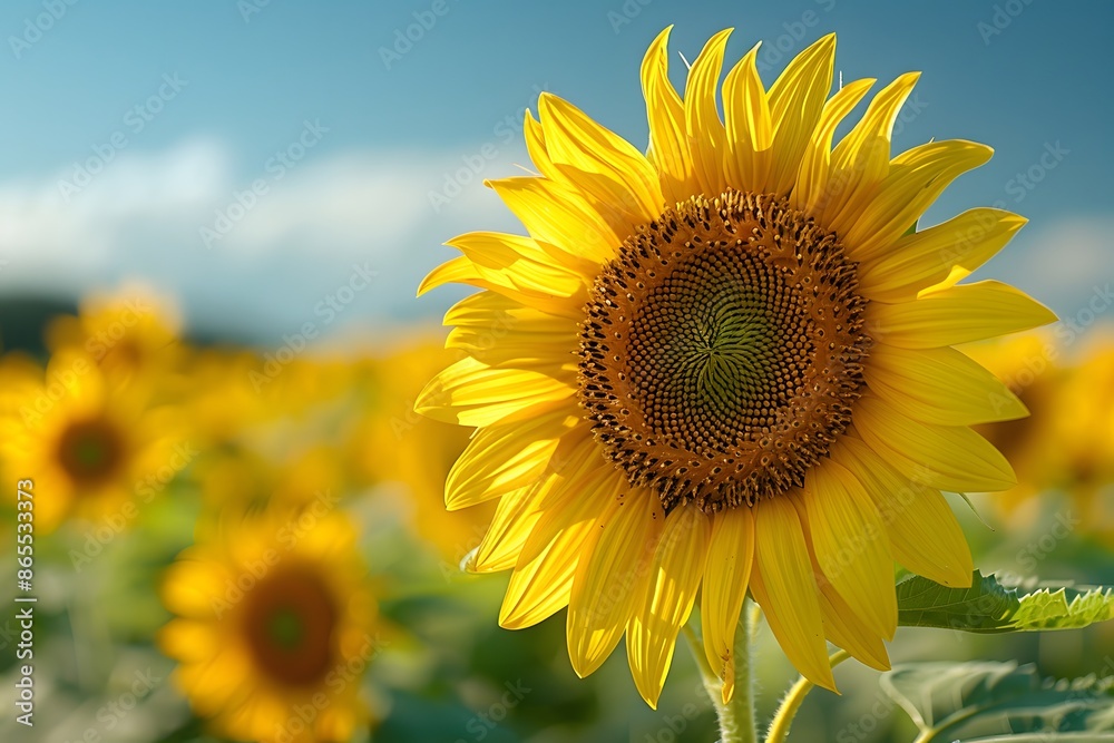 Bright Yellow Sunflowers Under Clear Sky - Summer Nature Photography for Posters and Cards Bright Yellow Sunflowers Under Clear Sky - Summer Nature Photography for Posters and Cards