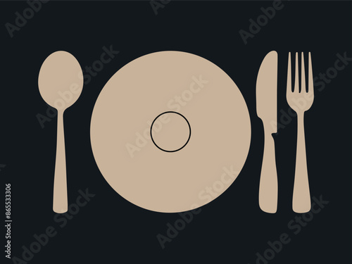 Cutlery silhouettes vector. Spoon, knife, and fork icons. Kitchen accessories vector elements
