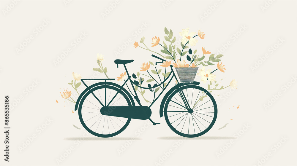 Fototapeta premium bicycle with flowers in the basket