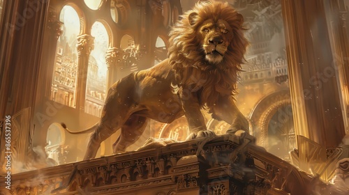 powerful lion of judah christian symbolism strength and courage biblical concept art ai generated illustration photo