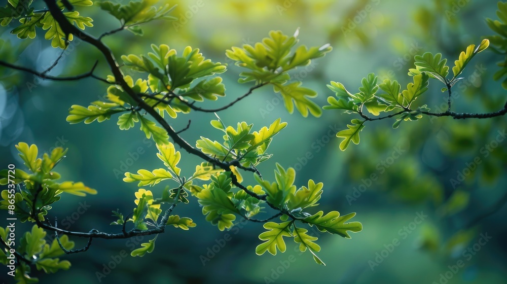 Fototapeta premium Young oak tree branches Natural arrangement