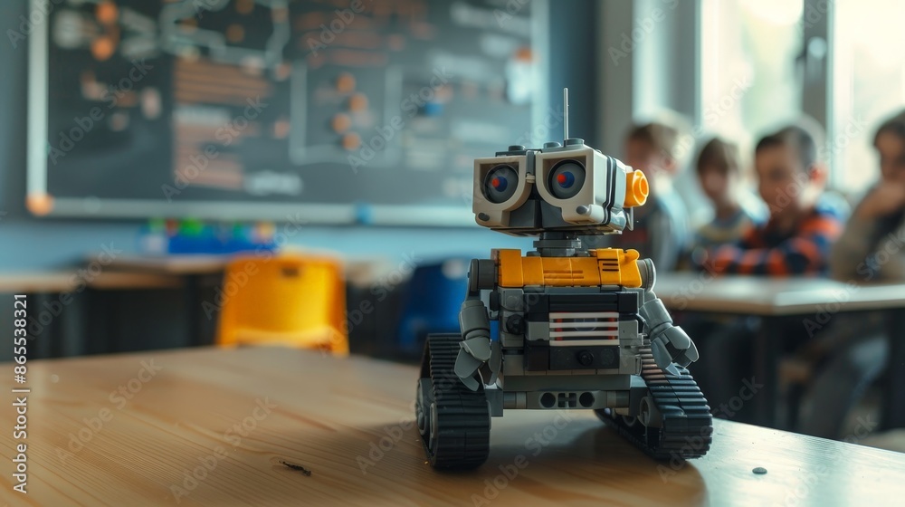 Children and Teacher Assemble Robots in Classroom Children and Teacher Assemble Robots in Classroom