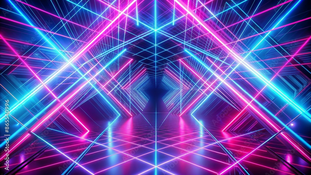 Abstract Neon Lights with Blue and Pink Lines in a Geometric Shape Abstract Neon Lights with Blue and Pink Lines in a Geometric Shape