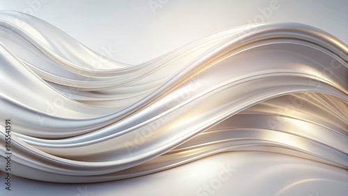 Abstract Wavy White and Gold 3D Render