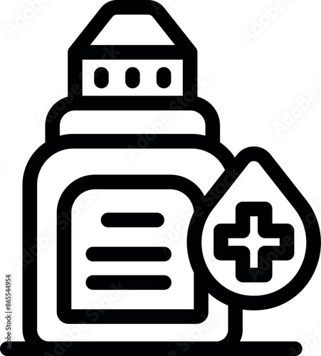 Nasal spray bottle with medical cross symbol representing over the counter relief for congestion